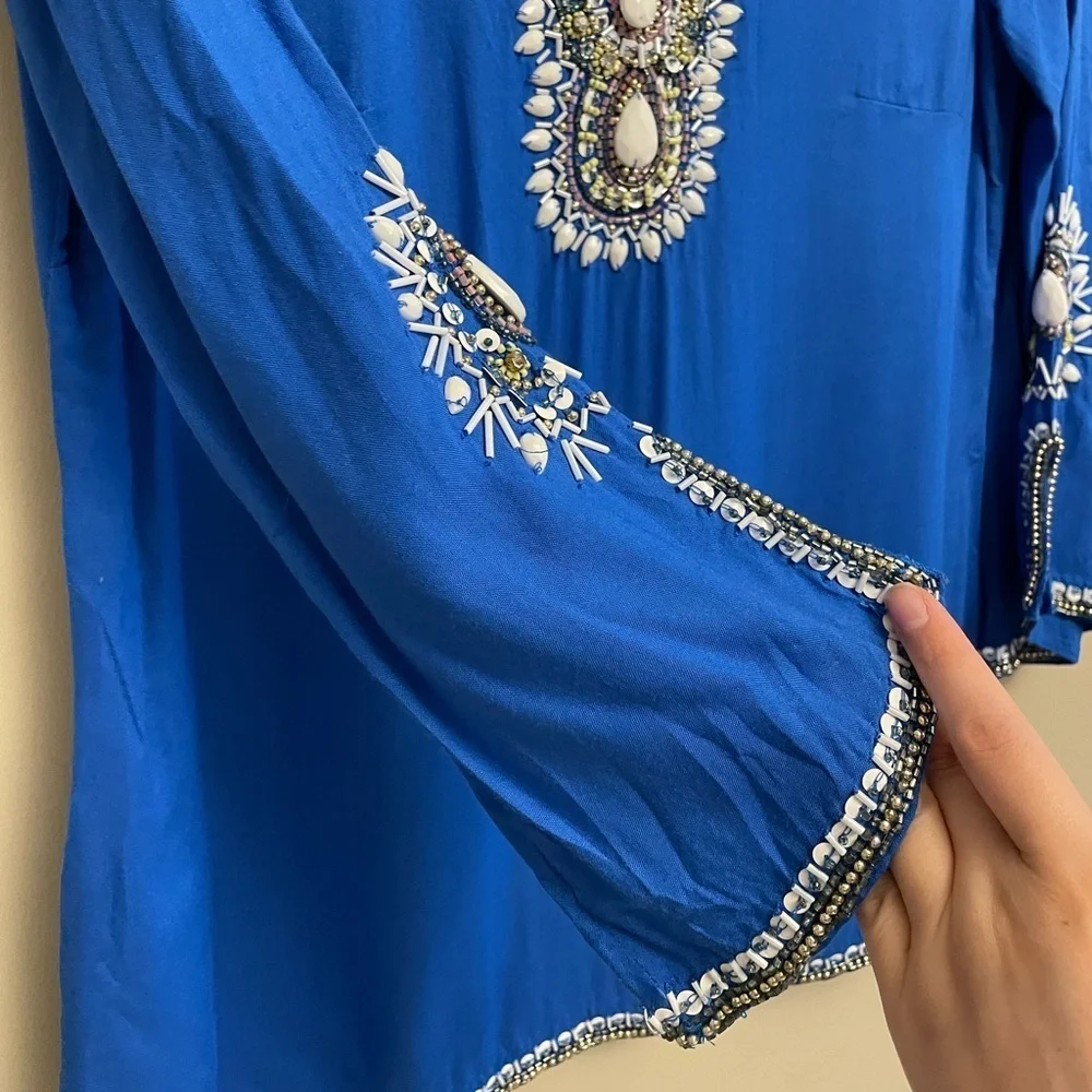 Lilly Pulitzer Braydon Tunic Top Embellished XS Blue - Picture 5 of 12